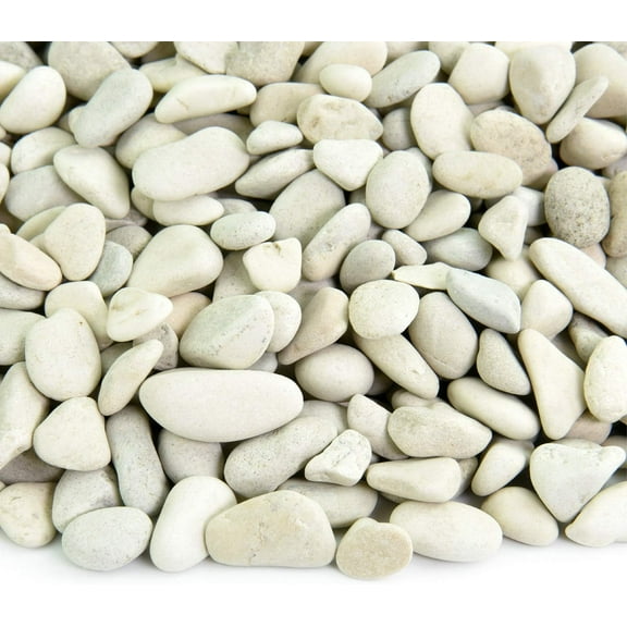 Southwest Boulder & Stone Polynesian Pebble | 20 Pounds | Natural, Decorative Stones for Landscaping, Gardening, Potted , and Terrariums (Ivory, 3/8 Inch - 5/8 Inch)