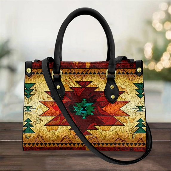 Southwest Brown Symbol Tribe Leather Bag for Women Girls Pu Leather Shoulder Messenger Bags Brand Designer Totes Female