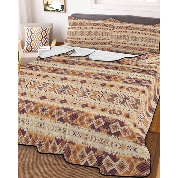 Southwest Brown,Twin XL Size Down Alternative Comforter,Lightweight Comforter Quilt Bedding Set with Pillow Shams Geometric Oriental Gradual Boho Tribal All Seasons Bed Comforter Duvet Insert 68"x98"