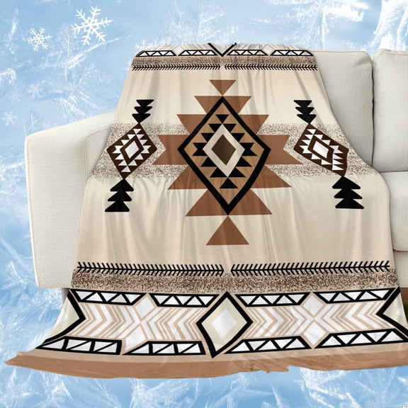 Southwest Cooling Blanket, Lightweight Breathable Summer Throw Blanket with Double Sided Cold Effect, Brown Bohemian Abstract American Aztec Picnic Beach Blankets Bed Sheet for Hot Sleepers 60"x80"