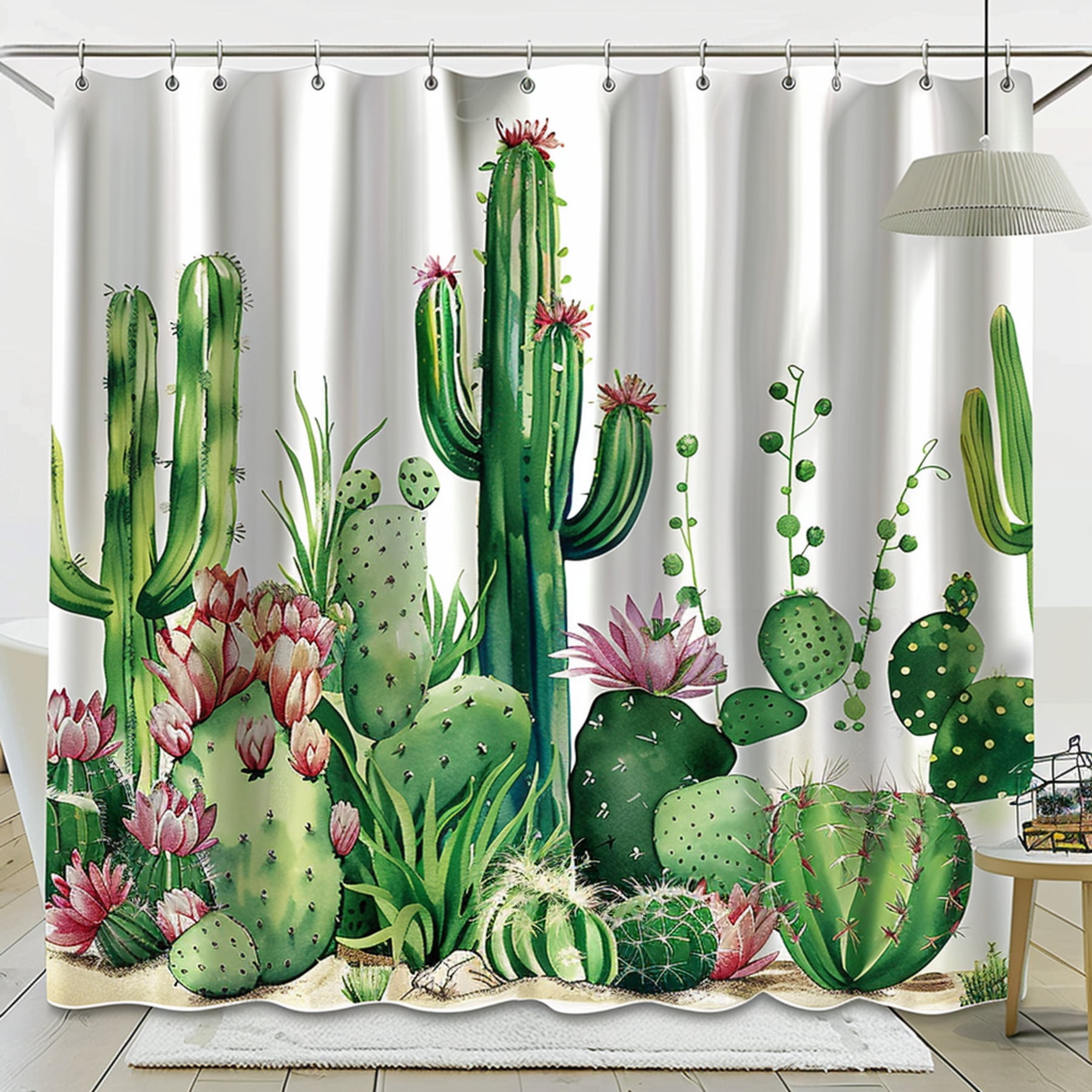Southwest Desert Cactus Shower Curtain Succulent Plant Bathroom Decor
