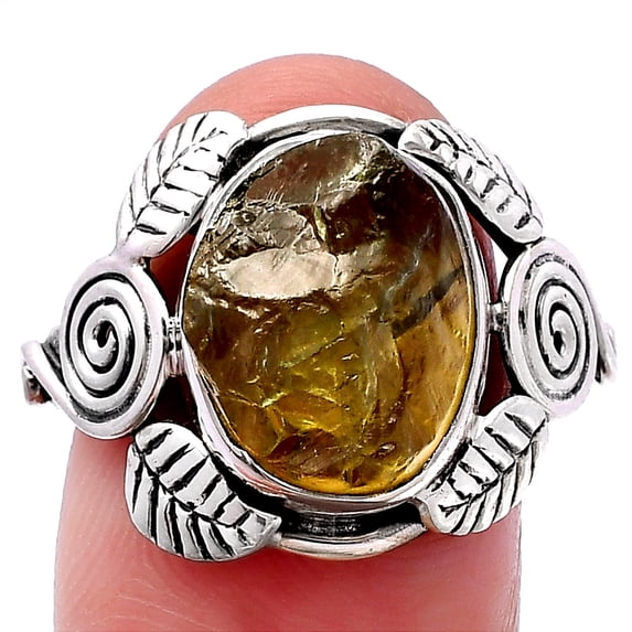 Southwest Design - Peridot Rough 925 Sterling Silver Ring s.8 Jewelry R-1352 SDR222175