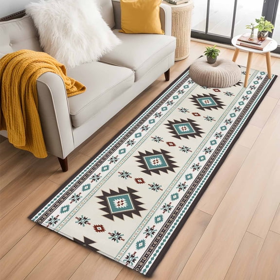 Southwest Ethnic Kitchen Runner Rug 2x6 Washable Runners for Hallway Non Slip Boho Aztec Tribal Abstract Aesthetic Large Area Rug Indoor Floor Carpet for Bathroom Laundry Entryway Bedroom Living Room