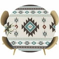 thumbnail image 1 of Southwest Ethnic Round Tablecloth 45-54 Inch Round Fitted Table Cloth with Elastic Edge, Boho Aztec Tribal Abstract Aesthetic Waterproof Table Cover Protector for Outdoor Picnic Party Dining, 1 of 6