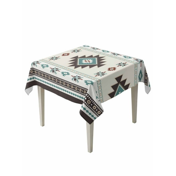 Southwest Ethnic Table Cloth, Boho Aztec Tribal Abstract Aesthetic Waterproof Tablecloth for Square Tables, Reusable Washable Fabric Table Cover for Restaurant Kitchen Dining Tables 54"x54"
