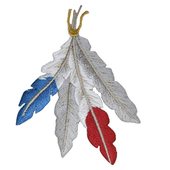 Southwest Feathers - Red/White/Blue - Iron on Applique/Embroidered Patch