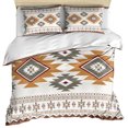 thumbnail image 1 of Southwest Geometric Bedding 3 Piece Duvet Cover Set California King, Western Beige Grey Boho Vintage Wooden Soft Microfiber Comforter Cover with Zipper Closure & Pillowcases, Quilt Cover, 1 of 9