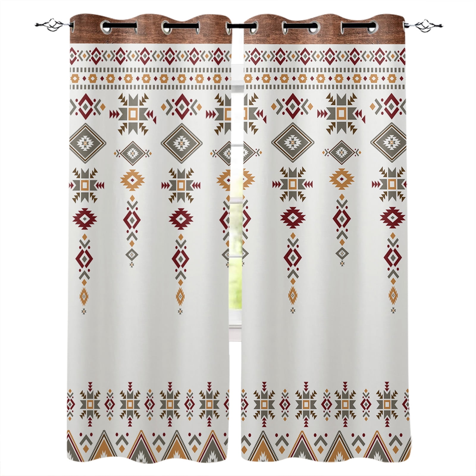 Southwest Geometric Blackout Curtains 63 Inches Long for Bedroom ...