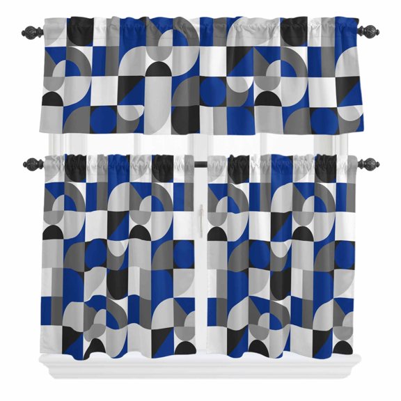 Southwest Geometric Curtain Valances Set Bohemian Tribal Style Khaki Kitchen Curtains 36 inch Length Rod Pocket Valance and Tiers 3 Piece Set Small Bedroom Bathroom Laundry Decor