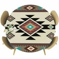 thumbnail image 1 of Southwest Geometric Round Tablecloth 55-60 Inch Round Fitted Table Cloth with Elastic Edge, Brown Mexican Aztec Boho Tribal Waterproof Table Cover Protector for Outdoor Picnic Party Dining, 1 of 6