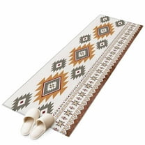Southwest Geometric Runner Rug 2x6 FT, Non Slip Hallway Carpet, Western Beige Grey Boho Vintage Wooden Washable Floor Carpet Throw Runner Carpet Long Rug for Entryway Kitchen Bedside Sliding Door