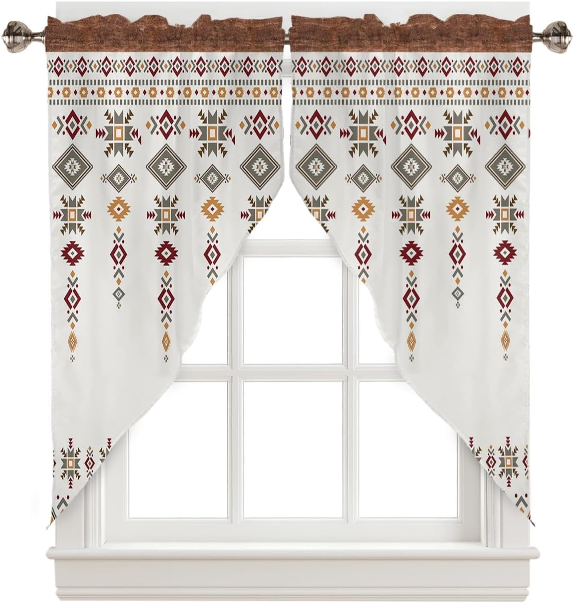 Southwest Geometric Swag Valances for Windows Kitchen Window Curtains