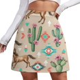 thumbnail image 1 of Southwest Horses Cacti Geometric Pattern Women's High Waist Skirt Stretchy Casual Mini Skirt, 1 of 8