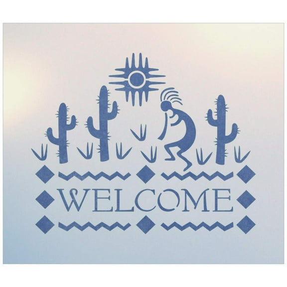 Southwest Kokopelli Welcome Stencil - Desert Designs DIY Signs Reusable Mylar Plastic for Wall Decor Art Craft Painting - The Artful Stencil