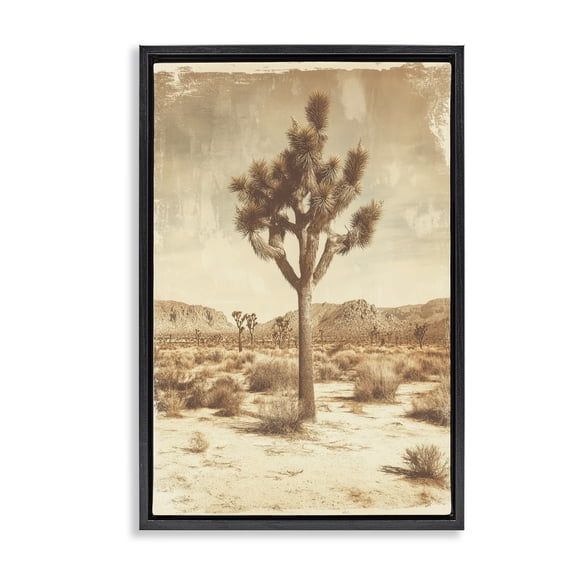 Stupell Industries Southwest Landscape Lone Tree Black Framed Floater Canvas Wall Art, design by Petal Prints Design