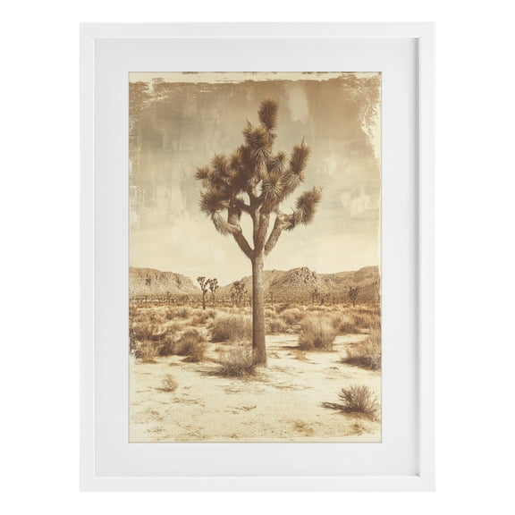 Stupell Industries Southwest Landscape Lone Tree White Framed Print Under Glass, design by Petal Prints Design