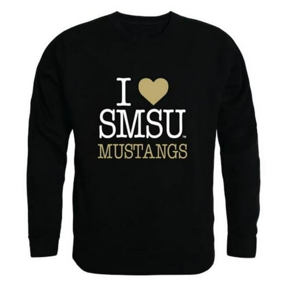 Southwest Minnesota State University Mustangs I Love Crewneck Sweatshirt, Black - Large