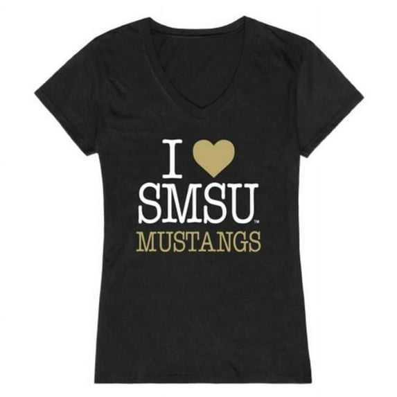 Southwest Minnesota State University Mustangs I Love Women T-Shirt, Black - Medium