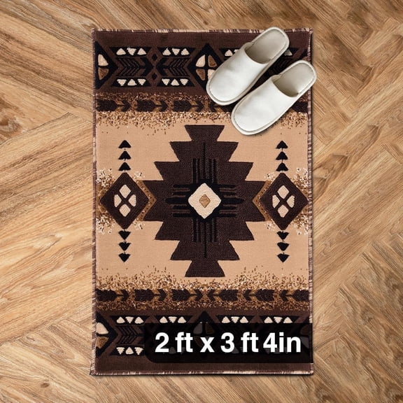 Southwest Native American Area Rug Thick, Soft, Durable & Easy to Maintenance Tribal Design Boho Rug Ideal for Bedroom, Living Room & Hallway - Berber, 2 Feet x 3 Feet 4 Inches