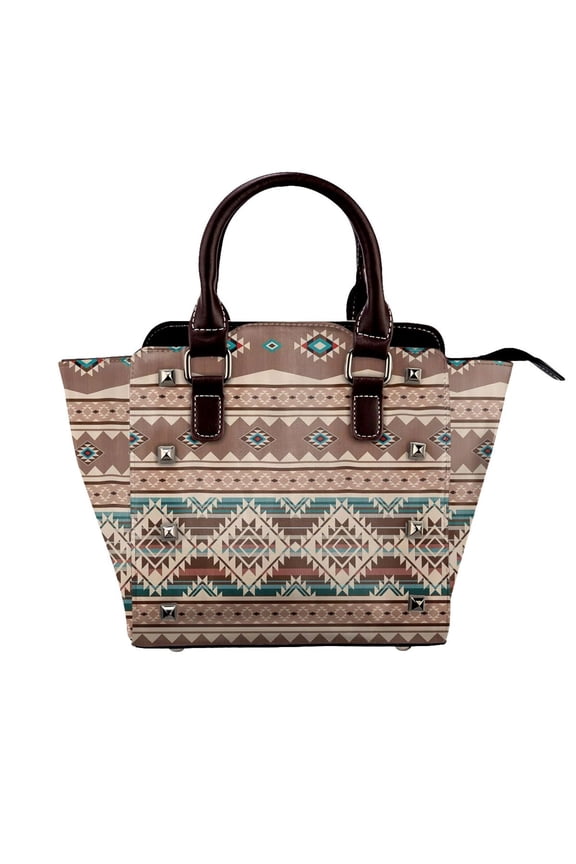 Southwest Native Aztec Rivet Fashion One-Shoulder Women's Handbag Tote Bag