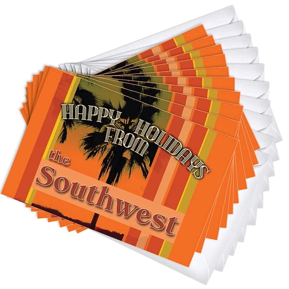 Southwest Palm Tree Hometown Holiday Greeting Cards | 36 Pack Bulk Set (4x6)