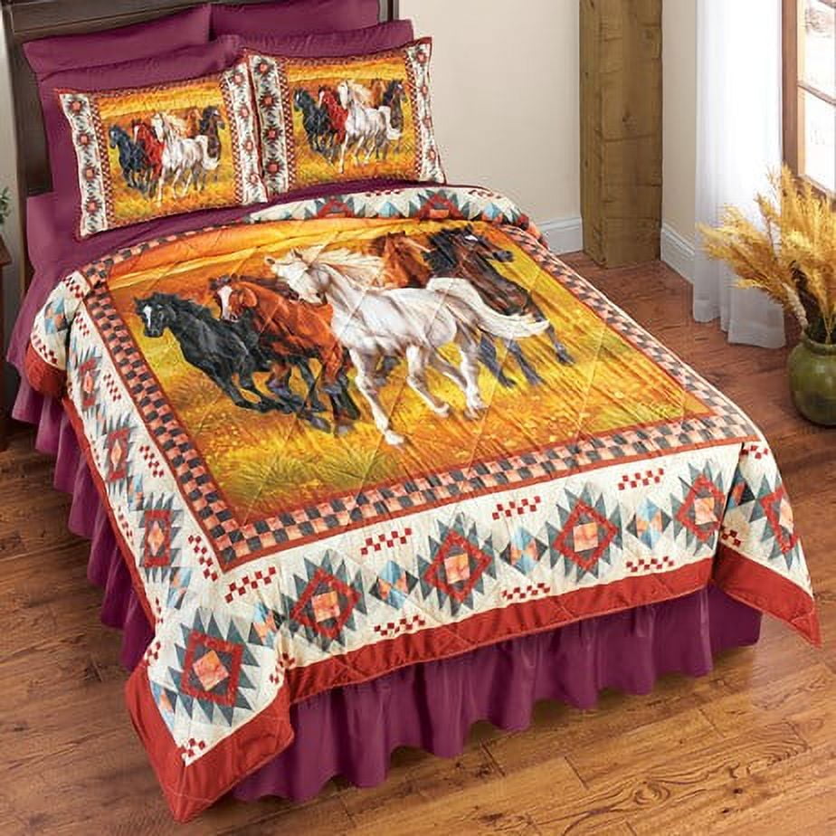 Southwest Running Horses 3Piece Comforter SetTwin
