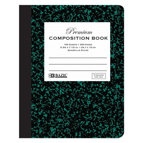 BAZIC 5-1 Quad-Ruled 100 Ct. Premium Marble Composition Book [5052]