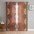 thumbnail image 1 of Southwest, Semi Sheer Curtains 84 Inch Length 2 Panels Set, Geometric Stripe Boho Native Flower Print Sheer Kitchen Curtain Privacy Voile Window Curtain for Living Room Bedroom Rod Pocket Drapes, 1 of 7