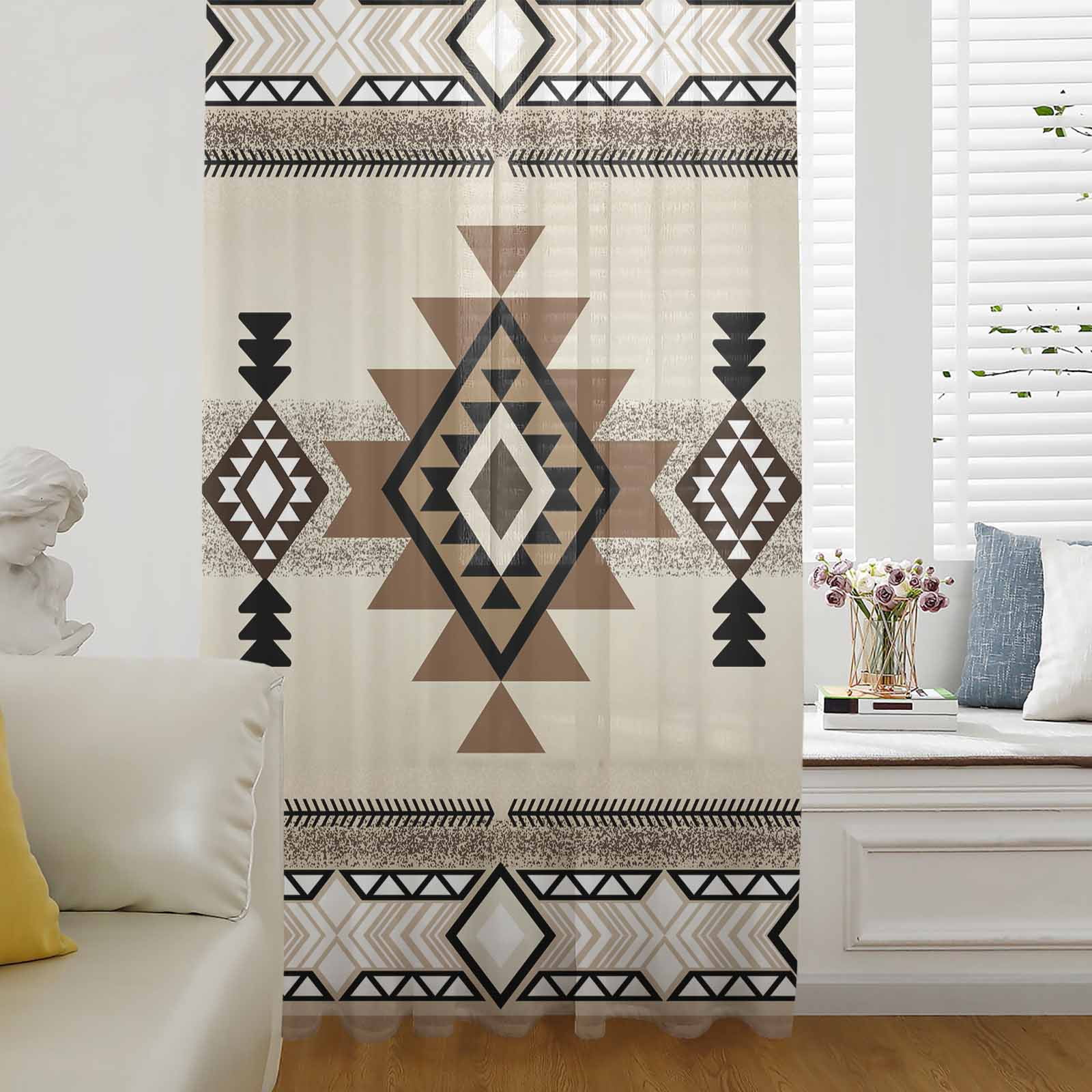 Southwest Semi Sheer Curtains Drapes for Living Room, Bedroom, French ...