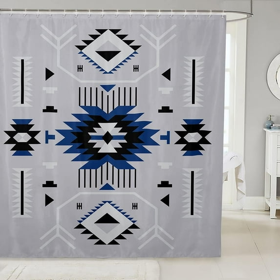 Southwest Shower Curtain Grey Bathroom Curtain Adults Rustic Geometric Arrow Abstract Waterproof Curtain for Kids Girls Boys Men Room Decor Indian Tribal Themed Bath Curtain,12 Hooks,72" Wx84 L