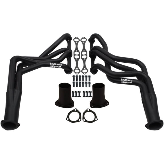 Southwest Speed Black 1964-1989 Chevy Long Tube Headers For Small Block Chevy 262-400,Bel Air Biscayne Camaro Caprice Chevelle El Camino Impala