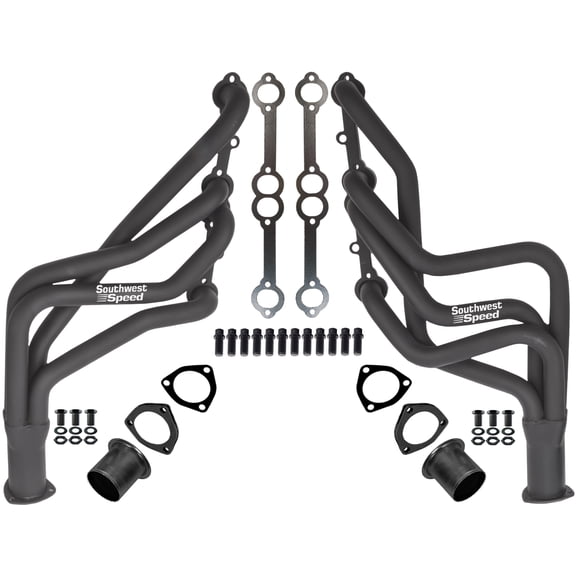 Southwest Speed Black 1964-1989 Gm Long Headers For Small Block Chevy 262-400 Engines,Chevy Chevelle Monte Carlo Camaro Nova Full Size Impala