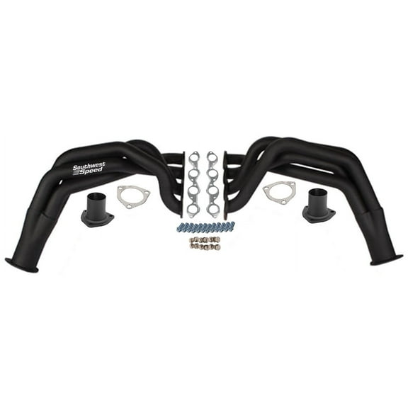 Southwest Speed Black 55-57 Chevy Fenderwell Headers For Big Block Chevy 396-502 Engines,Tri-5,1955 1956 1957