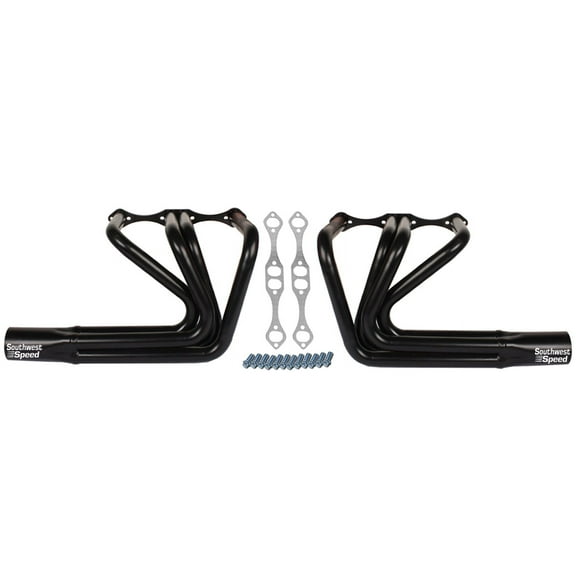 Southwest Speed Black Fenderless Sprint Roadster Style Headers For 32 Ford Hi-Boy With Small Block Chevy 265-400 V8 Engines,1 5/8" Tubes,Street Rod
