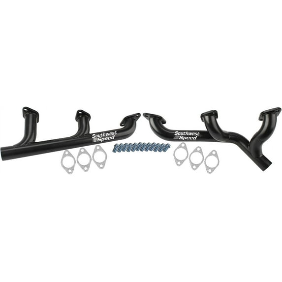 Southwest Speed Black Headers For 1942-1948 Flat Head Ford 136-337 V8 Engines,Street Rod,Hot,Rat,Will Bolt To All 1932-1953 Flat Head V-8 Blocks