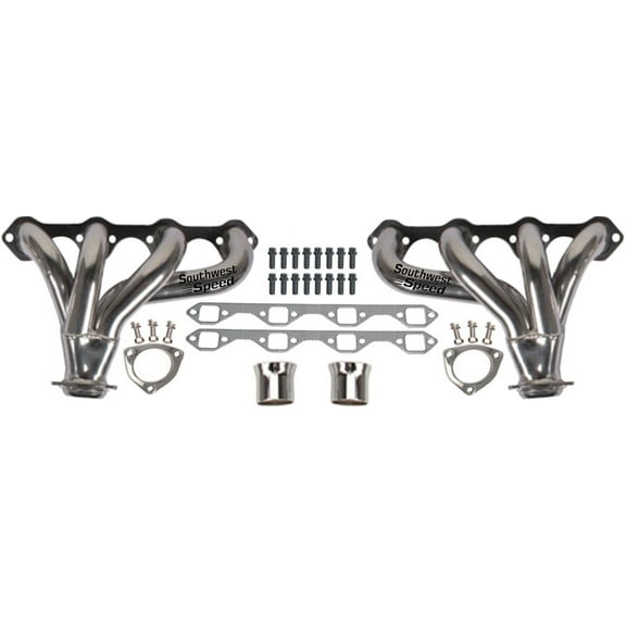 Southwest Speed Ceramic Hot Coated Block Hugger Shorty Style Headers For Small Block Ford 260-351 Windsor & Gt40P V8 Engines,1 5/8" Tubes,Street Rod