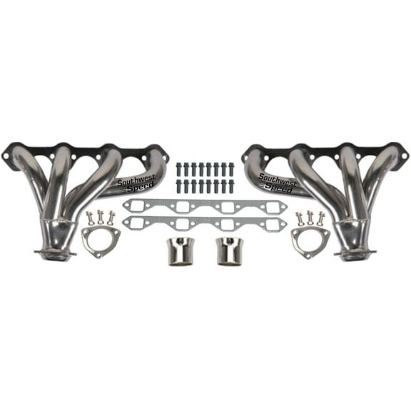 Southwest Speed Chrome-Plated Block Hugger Shorty Style Headers For Small Block Ford 260-351 Windsor & Gt40P V8 Engines,1 5/8" Tubes,Street Rod