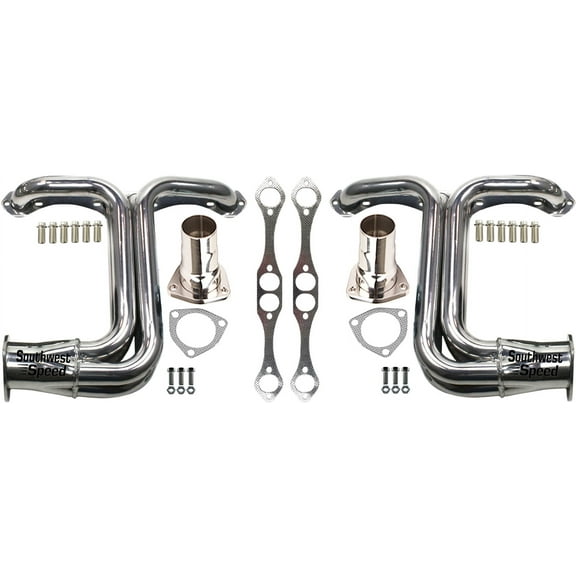 Southwest Speed Chrome Plated Chassis Headers For 28-34 Ford With Small Block Chevy 262-400 Engines,1 1/2" Tubes,Street Rod,Hot Rod,Rat Rod,Nostalgia