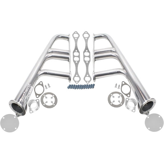 Southwest Speed Chrome Plated Lake Style Headers For Small Block Chevy 265-400 V8 Engines,1 5/8,Street Rod,Hot Rod,Rat Rod,Nostalgia,Vintage,265-400