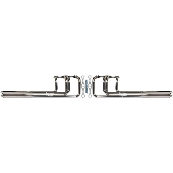 Southwest Speed Polished Stainless Steel Double Barrel Shot Gun Headers For Small Block Chevy 262-400 Engines,Street Rod,Hot Rod,Rat Rod,Nostalgia