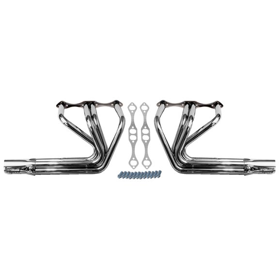Southwest Speed Polished Stainless Steel Fenderless Sprint Rodster Style Headers For 1932 Ford Hi-Boy With Small Block Chevy 265-400,1 5/8"