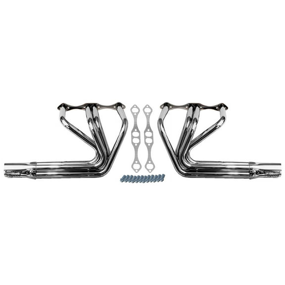 Southwest Speed Triple Process Chrome Plated Fenderless Sprint Rodster Style Headers 1932 Ford Hi-Boy,Small Block Chevy 265-400,1 5/8