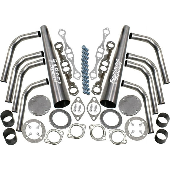 Southwest Speed Weld-Together Lake Style Header Kit With 4" Mega-Phone Collectors For Small Block Chevy 262-400 Engines,Street Rod,Hot,Rat