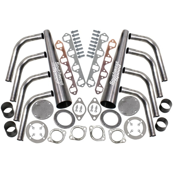 Southwest Speed Weld-Together Lake Style Header Kit With 4" Mega-Phone Collectors For Small Block Ford 260-302 Windsor & Gt40P V8 Engines