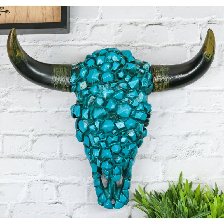 Southwestern Turquoise Mosaic Skull & Horns Wall Decor Southwestern Turquoise Mosaic Skull & Horns Wall Decor