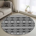 thumbnail image 1 of Southwest Striped Round Living Room Rugs 4 ft, Black Tribe Geometric Abstract Ethnic Striped Washable Area Rug with Non-Slip Sturdy Edge Binding Round Carpet for Entryway Kitchen Bedroom Bathroom, 1 of 9