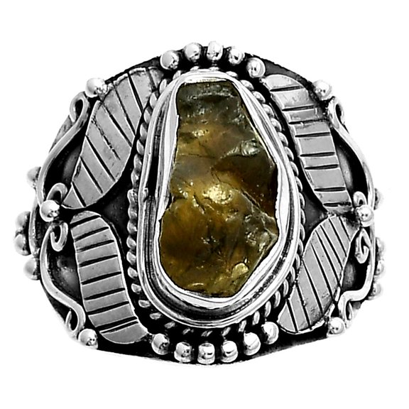 Southwest Style Rare Kornerupine Rough 925 Silver Ring s.7 Jewelry R-1507 SDR175486