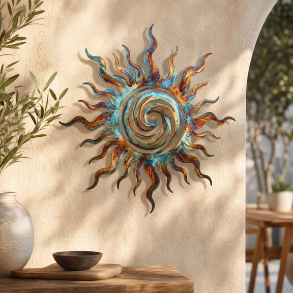 Southwest Sun Metal Wall Art, Desert Sunburst Decor, Boho Outdoor Wall Hanging, Rustic Patio Accent, Southwestern Garden Art