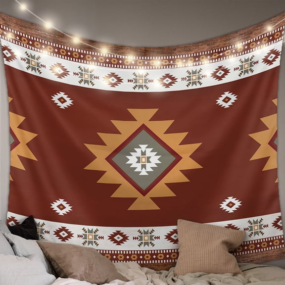 Southwest Tapestry for Bedroom Wall Hanging Tapestry, Western Brown Beige Geometric Abstract Art Wooden Ceiling Backdrop Tapestries Poster Blanket Wall Decor for Teens Room Living Room Dorm 59" x 79"