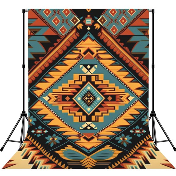 Southwest Tribal Indian Geometric Photography Backdrop 5x7Ft Background for Photo Studio Video Recording Birthday Party Wedding Home Decor